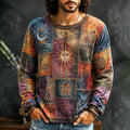 Men's Boho Sun And Moon Hippie Art Print Long Sleeve T-shirt