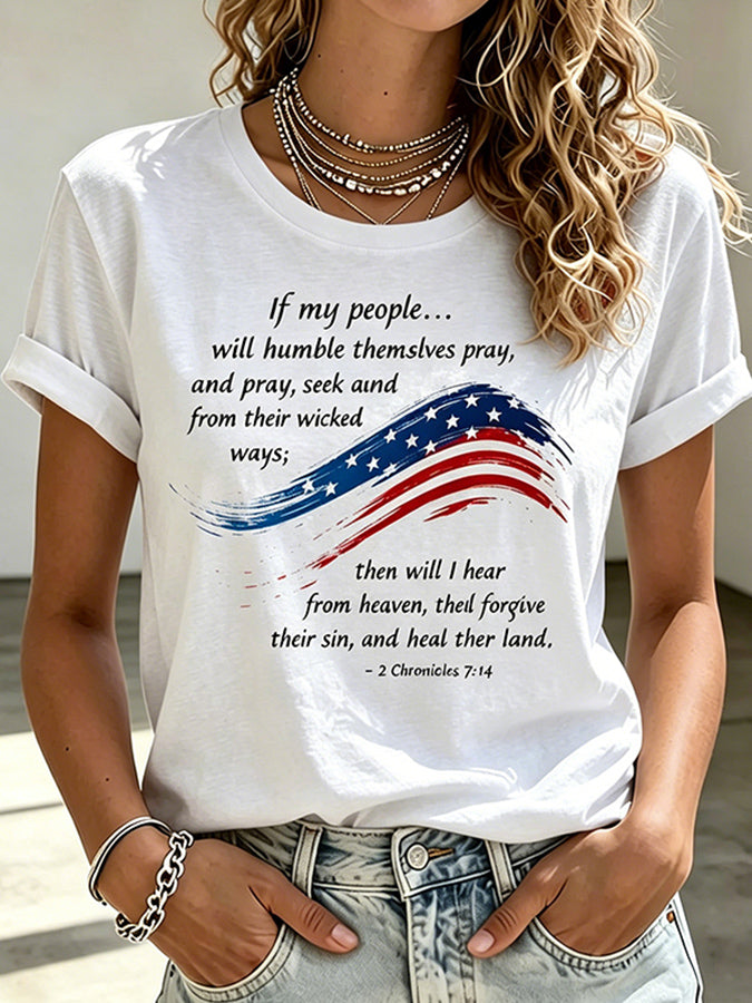 American Women'S 250Th Anniversary Faith Art Printed T-Shirt