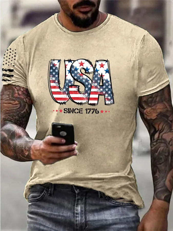 USA Since 1776  Pattern 100% Cotton T-Shirt