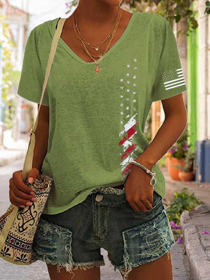 Women's Independence Day Printed Casual T-Shirt