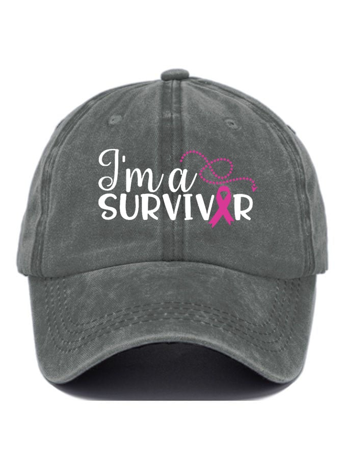 Unisex Breast Cancer Ribbon Survivor Print Cap