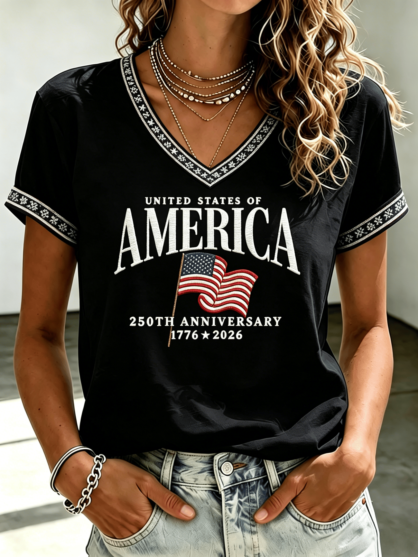 Women's USA 250th Anniversary Printed T-shirt