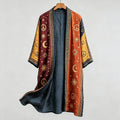 Men's Retro Hippie Peace Crescent Art Pattern Casual Long Cardigan