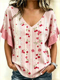 Women's Floral Print V-Neck Top