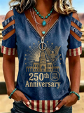 Women's Western Independence Day Eagle 250th Anniversary Printed T-shirt-2