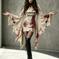 Women's Gothic With Problem Solved Batwing Flare Sleeve V Neck Bodycon Dress – Halloween Costume