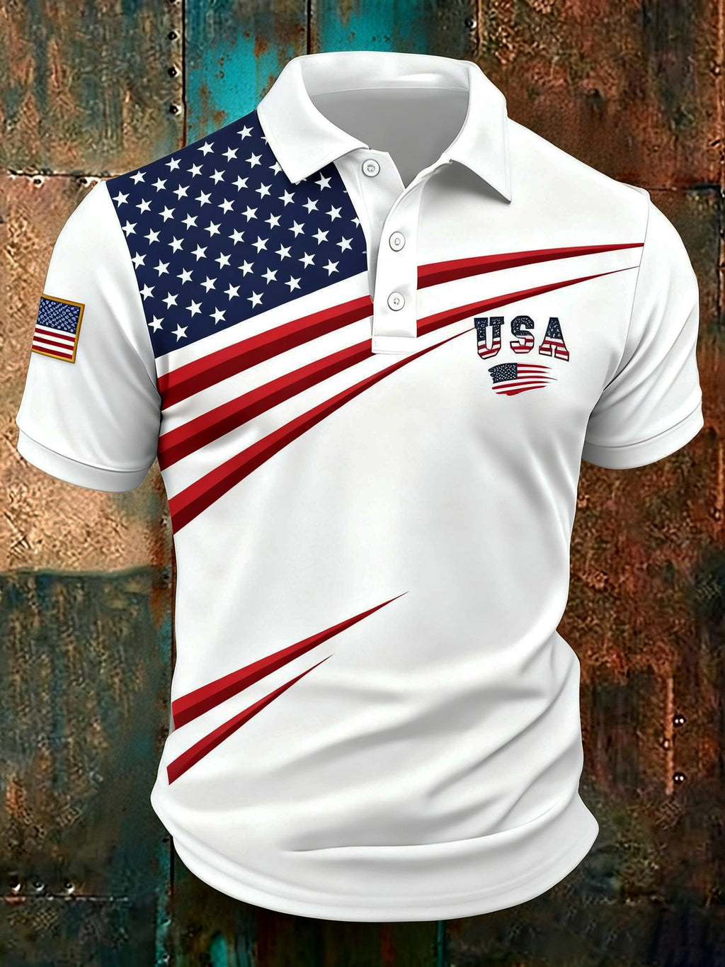 Men's America 250th Anniversary Print Casual Polo Shirt