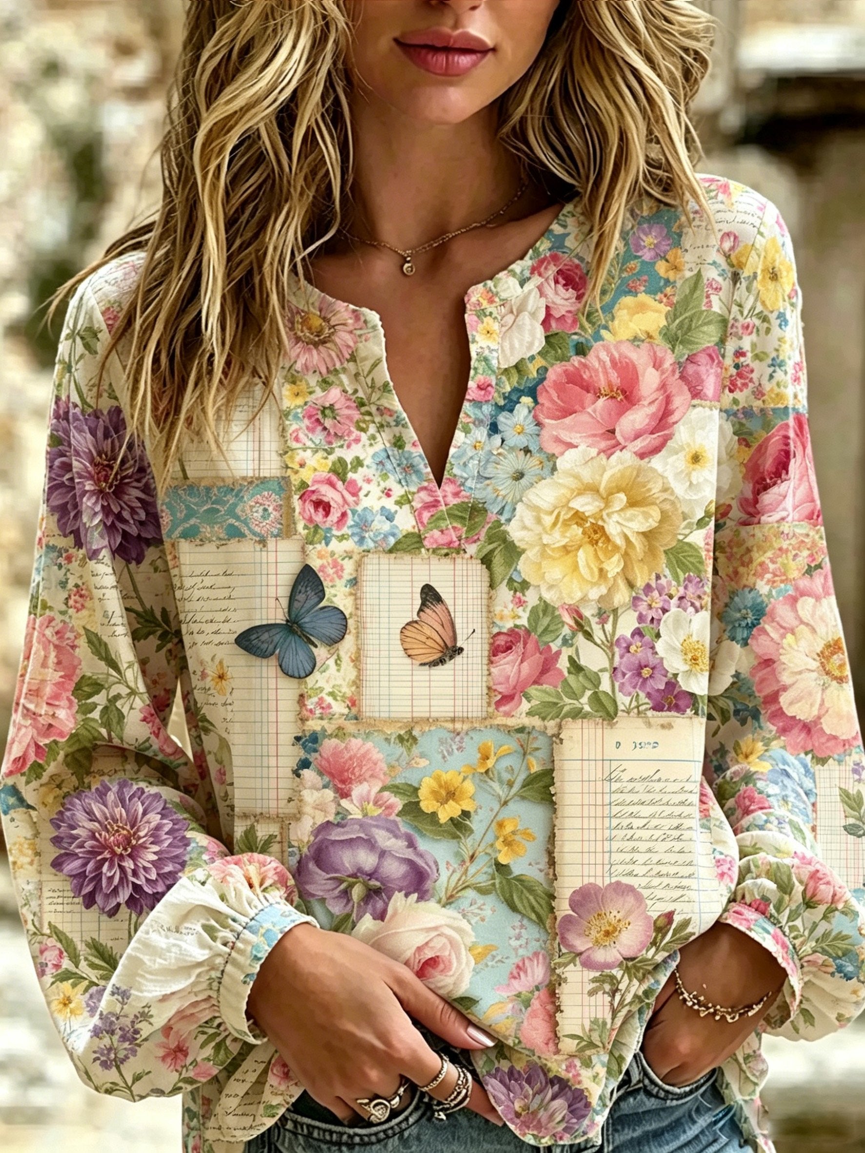 Women's Pink Floral Print Top