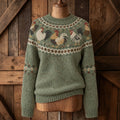 Women's Retro Rooster Ethnic Patterns Cozy Fair Isle Style Knit Sweater