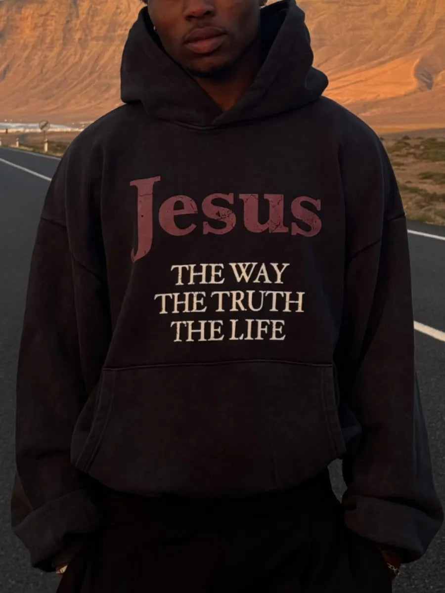 Jesus The Way, The Truth, And The Life Cotton Hooded Sweatshirt