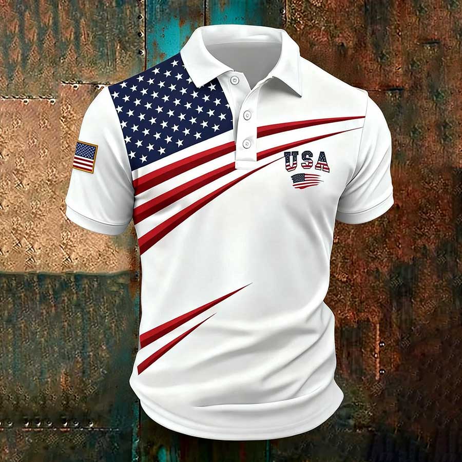 Men's America 250th Anniversary Print Casual Polo Shirt
