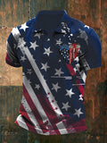 Men's USA 250th Anniversary Camouflage Polo Shirt - Vintage Distressed American Flag Embroidery, Casual Collared Short Sleeve
