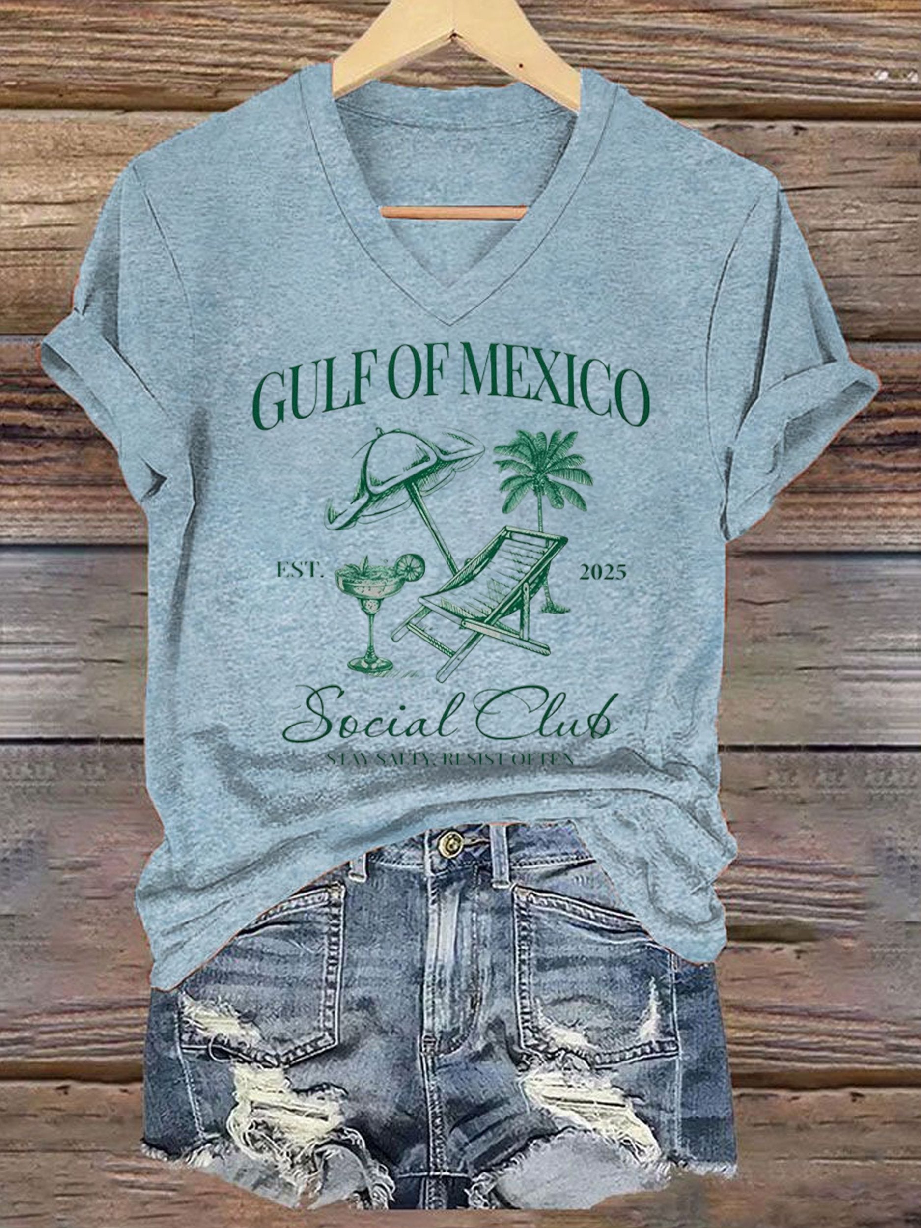 Women's Gulf of Mexico Social Club Stay Salty Resist Often Printed Short-Sleeved T-Shirt
