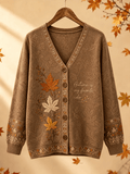 Women's Fall Patchwork Pumpkin Print Cardigan