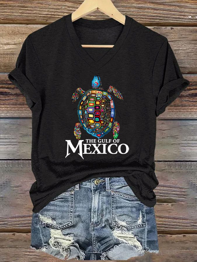Women's Gulf of Mexico Print V-Neck T-Shirt