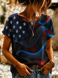Women's American Flag Printed Casual T-shirt