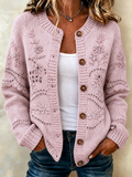 Women'S Casual Breast Cancer Propaganda Art Knitting Cardigan Top