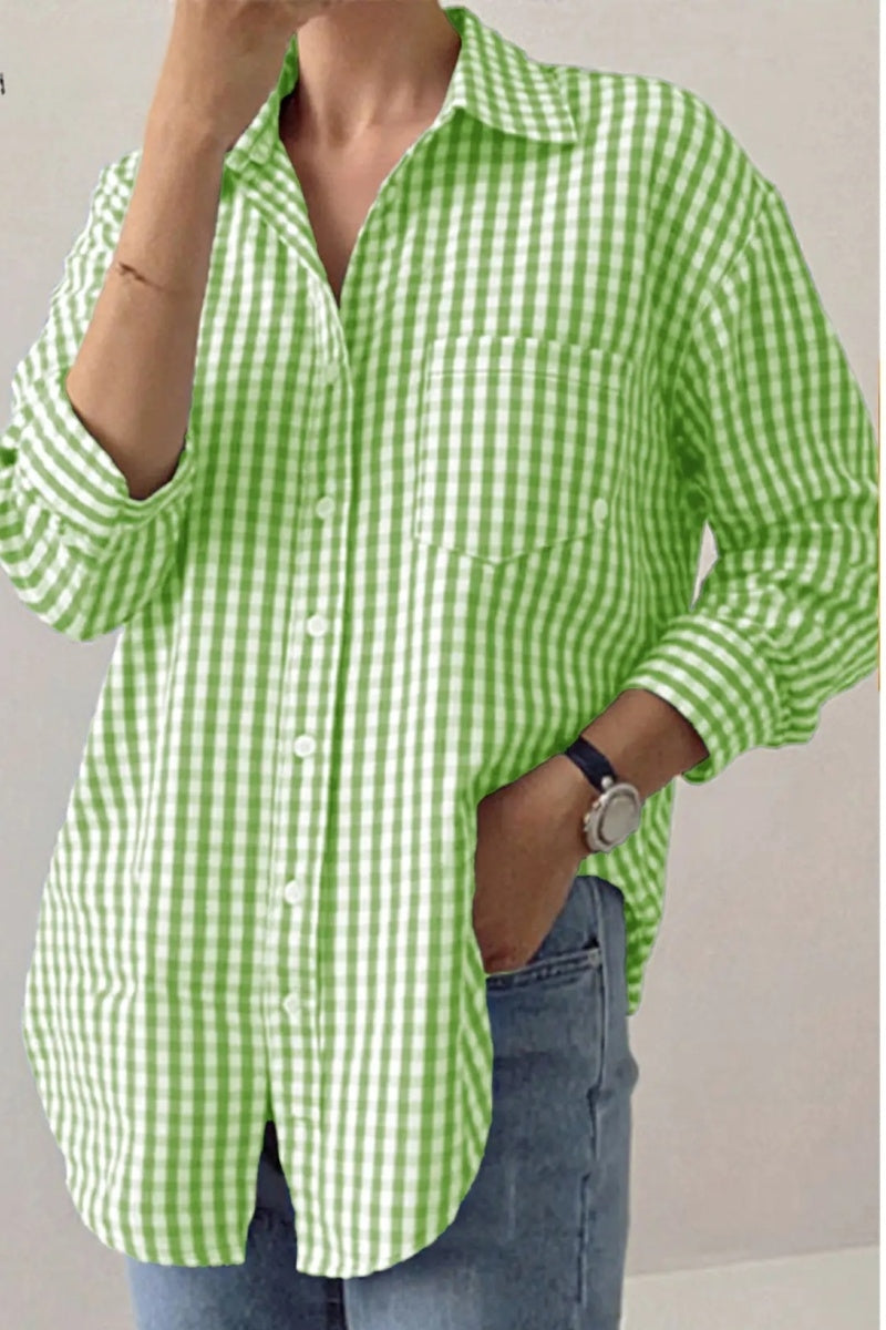 Women's Plain Button Front Drop Shoulder Shirt Blouse