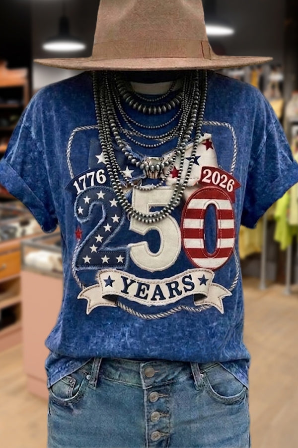 American 250th Print Short Sleeve Cotton T-Shirt