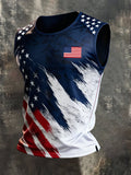 Men's Retro Independence Day Patriot Crew Neck Tank Top