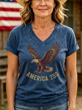 Women's Western Independence Day Eagle America 250 Printed T-shirt