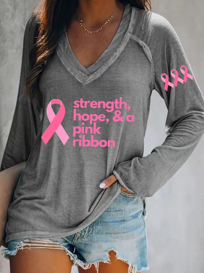 Women's Strength, Hope & a Pink Ribbon T-Shirt
