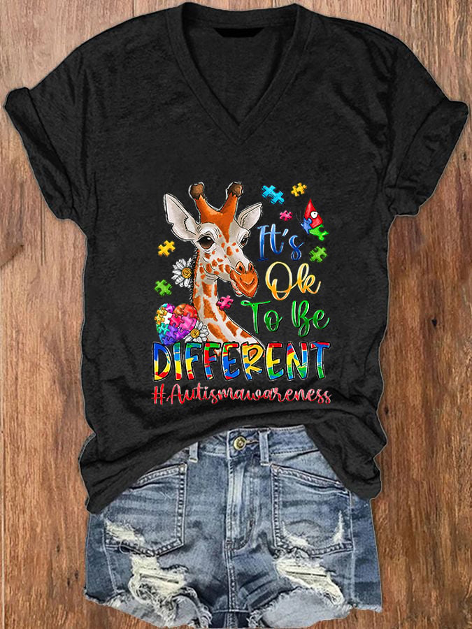 Women's It's Ok To Be Different V-Neck T-Shirt
