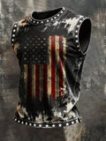 Men's Retro Independence Day Patriot Crew Neck Tank Top