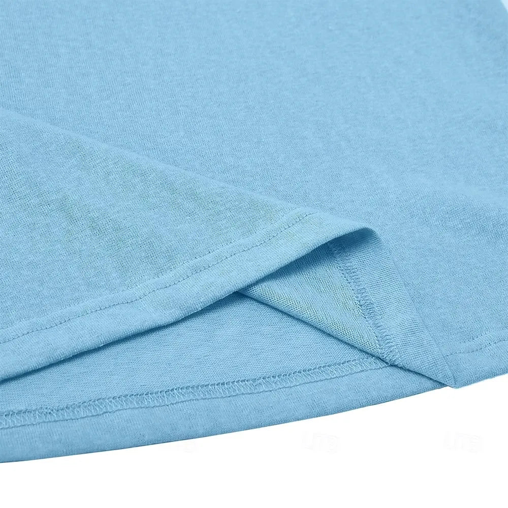 Men's Cotton Linen  Short Sleeve V Neck  T-Shirt