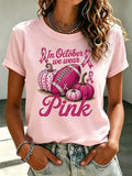 Women'S Pink Art Printed Casual T-Shirt