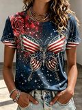 Women'S Cross Butterfly Flag Printed Casual Top