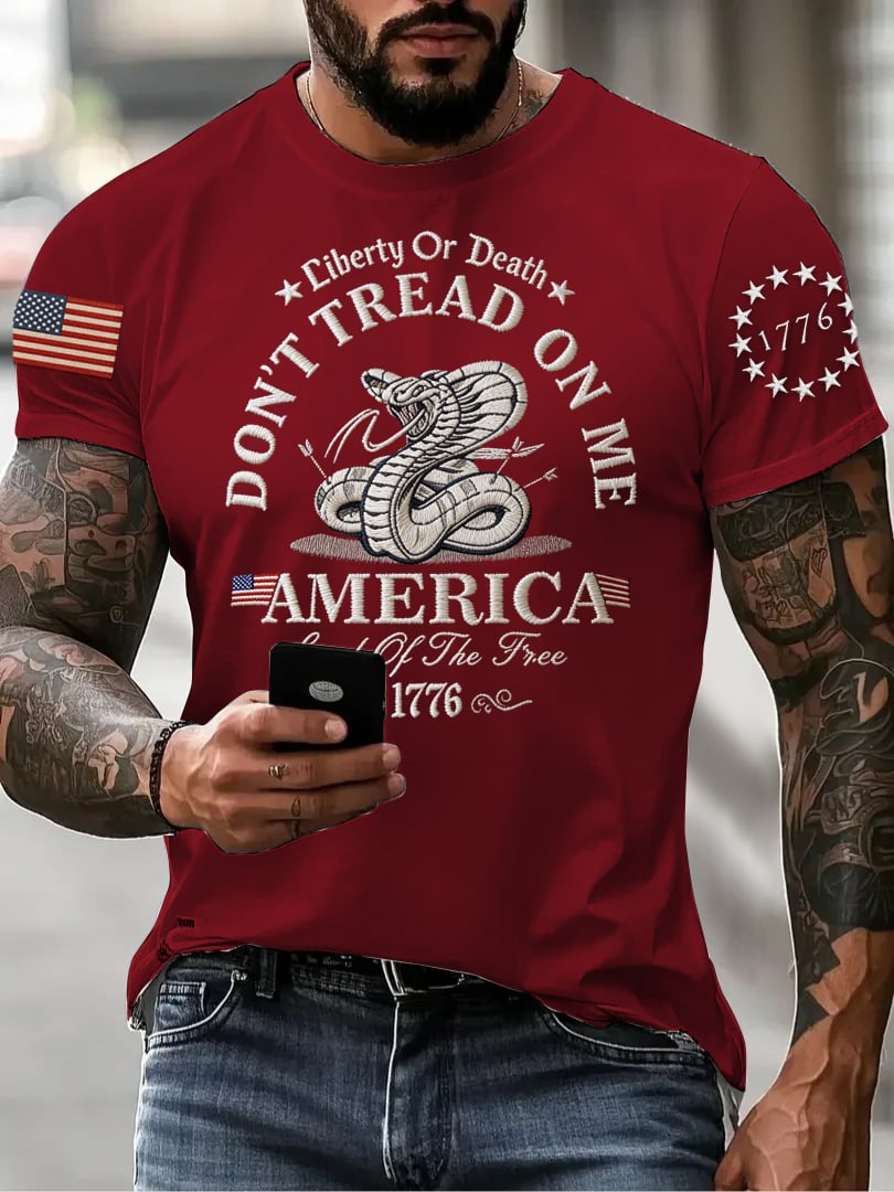 Men's "Don't Tread on Me" Printed Short-Sleeve T-Shirt