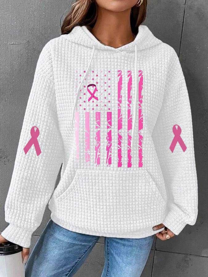 Womens Breast Cancer Awareness Flag Hoodie