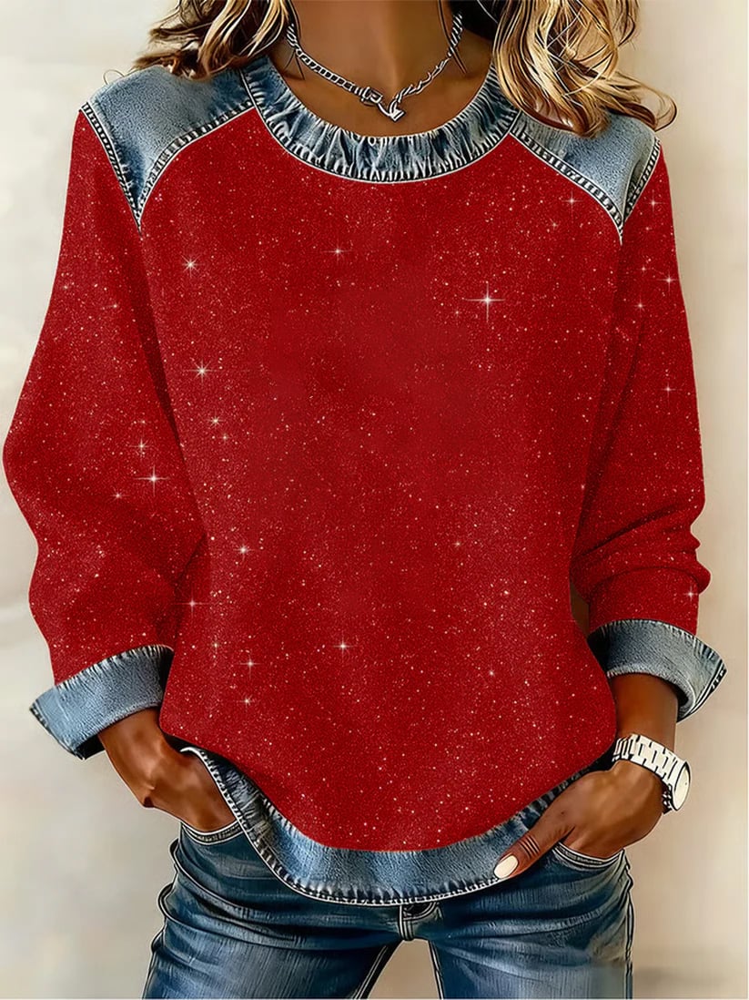 Women's Christmas Patchwork Casual Sweatshirt