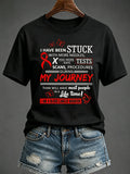 Women'S Blood Cancer Red Ribbon Health Awareness Round Neck T-Shirt