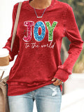 Retro Christmas Joy To The World Print Sweatshirt