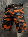 Men's Retro Camo Distressed Pocket Cargo Shorts (Belt Not Included)