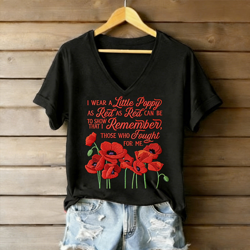 Women's Memorial Day Red Poppy American Memorial T-Shirt