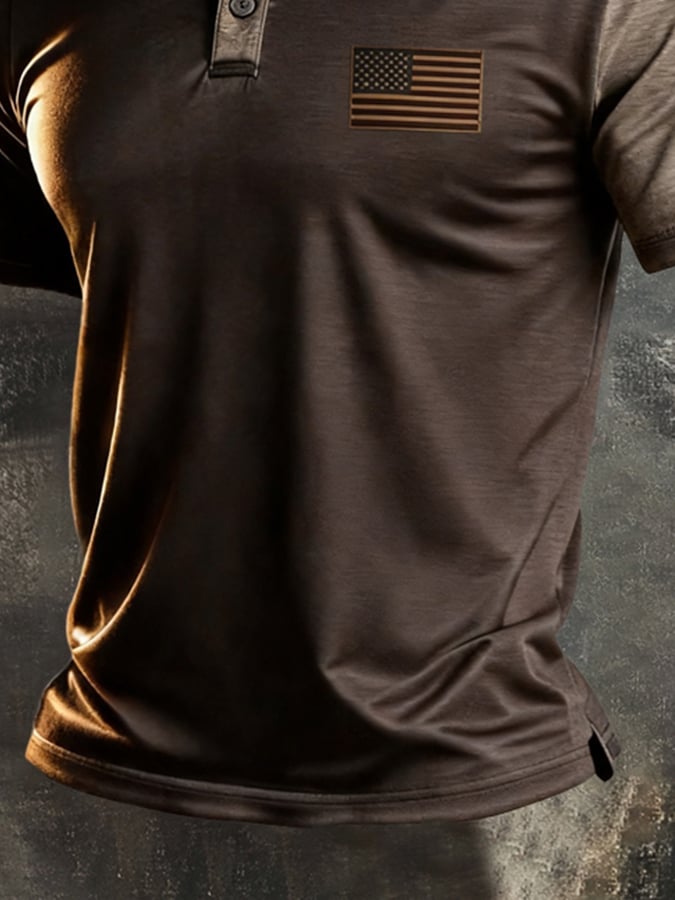 Men's Retro "Patriot" Color-Block Short-Sleeve Polo Shirt