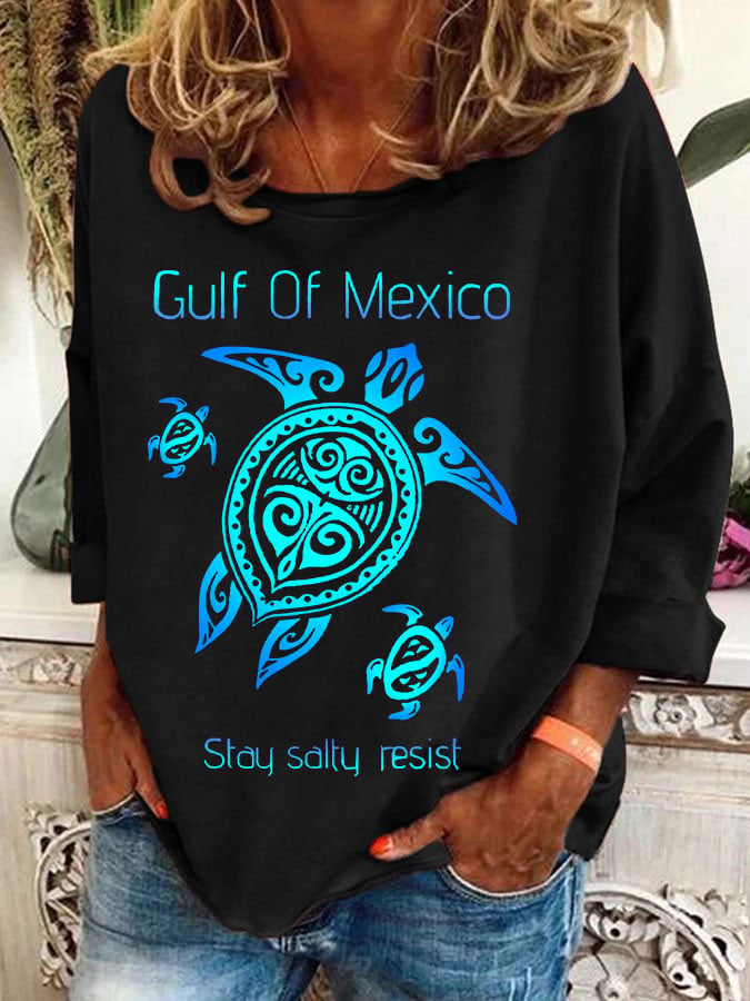 Women's Gulf Of Mexico Print Casual Sweatshirt