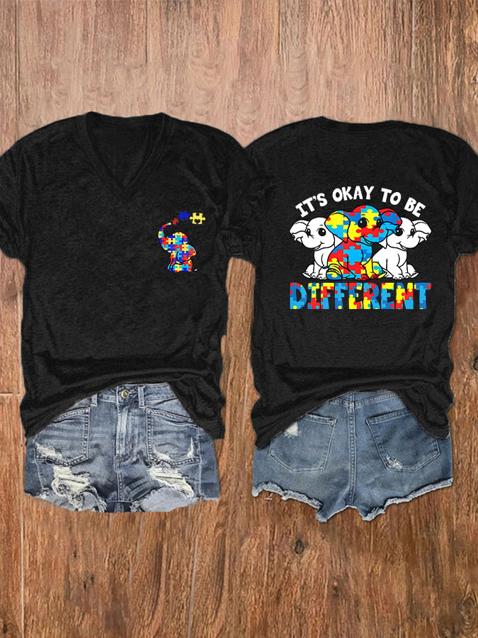 Women's It's Ok To Be Different V-Neck T-Shirt