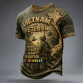 Men's Retro Vietnam Veteran Print Casual T-Shirt