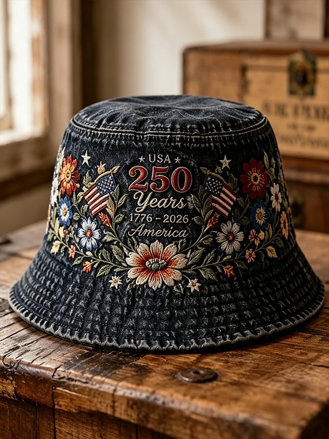 250th Anniversary Freedom  Floral Art Print Bucket Hat