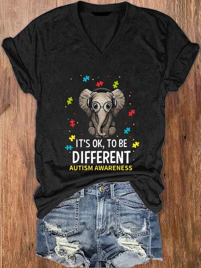 Women's It's Ok To Be Different V-Neck T-Shirt