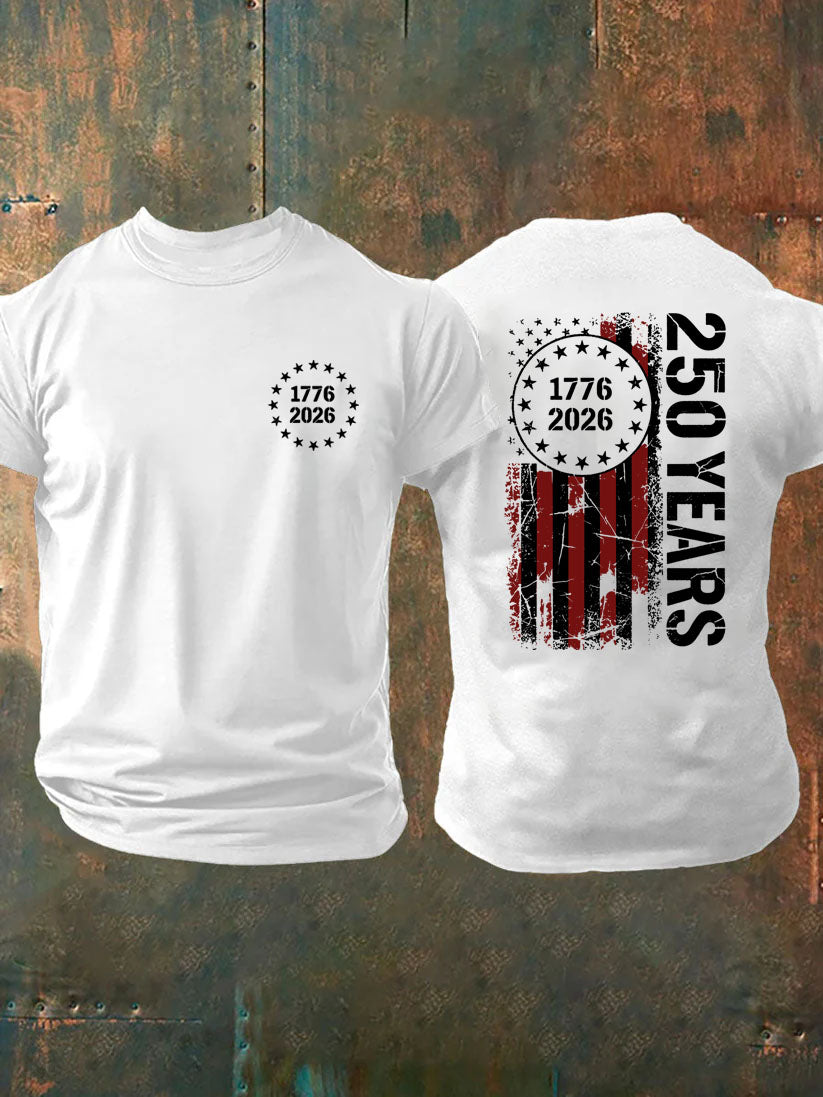 1776 2026 250 Years Pattern 100% Cotton T-Shirt
