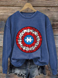 Women's Autism Awareness Print Long Sleeve Sweatshirt
