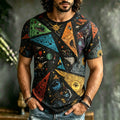 Men's Retro Hippie Psychedelic Art Cosmic Print Casual T-shirt