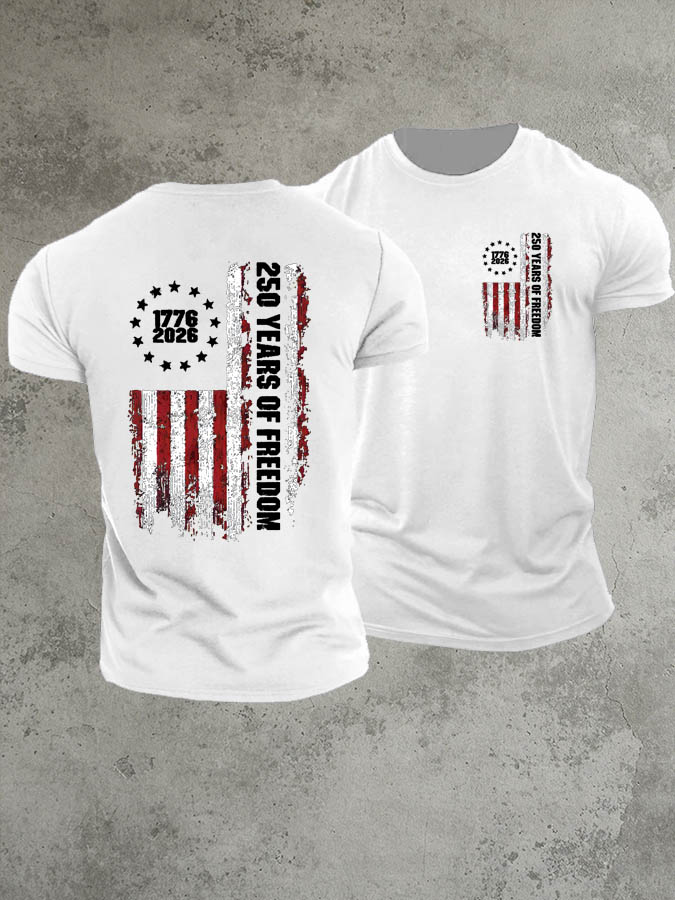 1776-2026 250 Years Of Freedom Pattern 100% Cotton T-Shirt