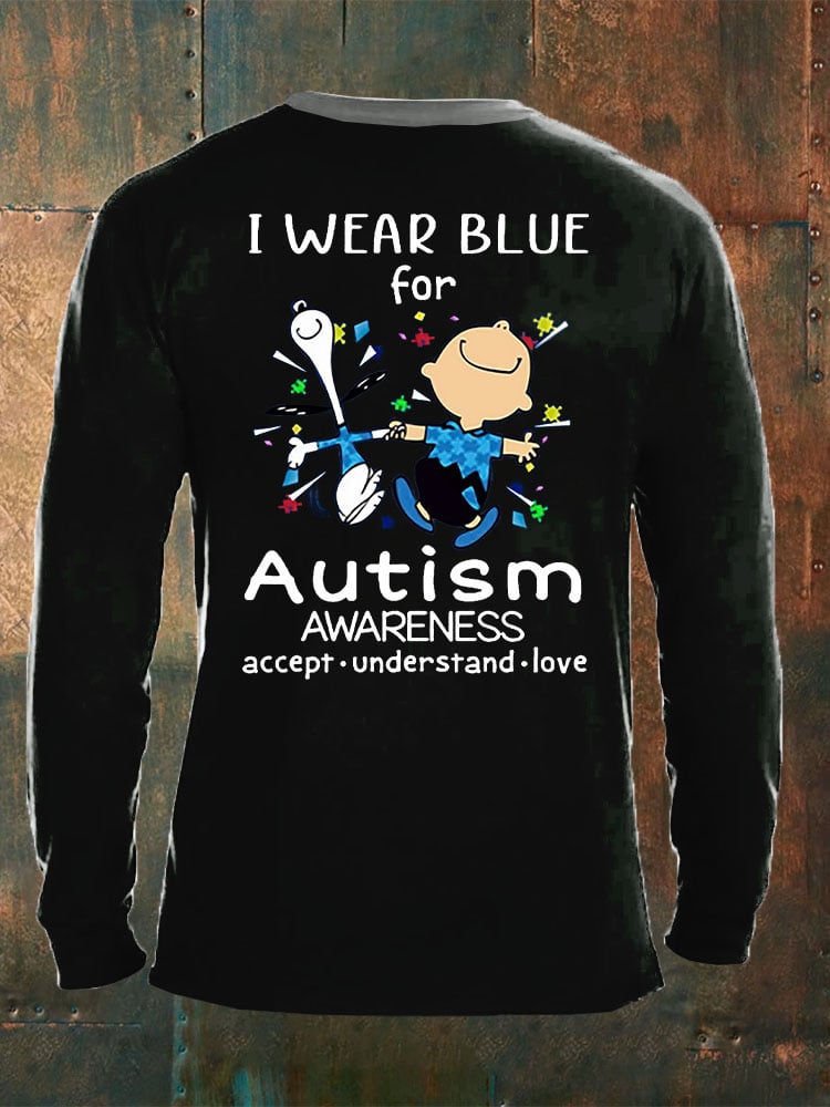 Men'S V-Neck Autism Awareness I Wear Blue For Autism Print T-Shirt