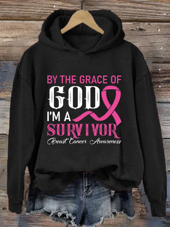 Women's By The Grace Of God I'm A Survivor Print Hoodie